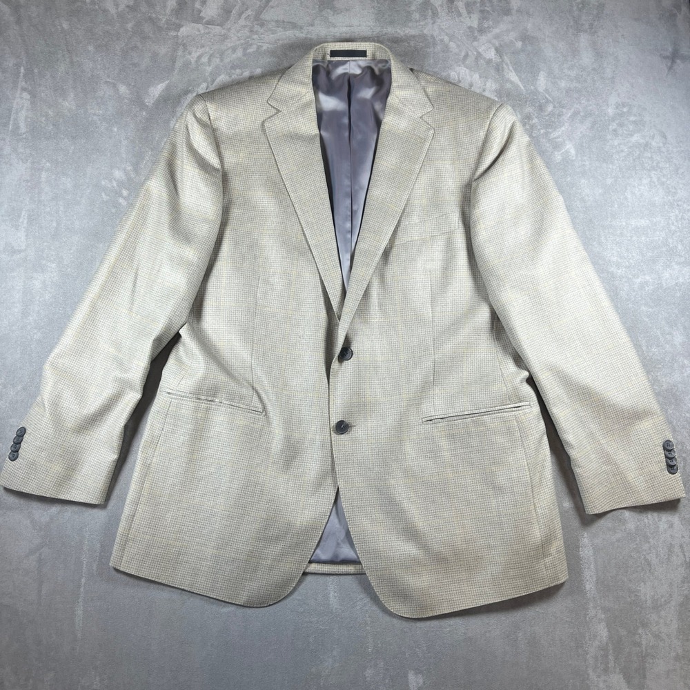 Paul Betenly Blazer Mens 44R Gray Plaid Wool Linen Lanificio Filarte Sport Coat